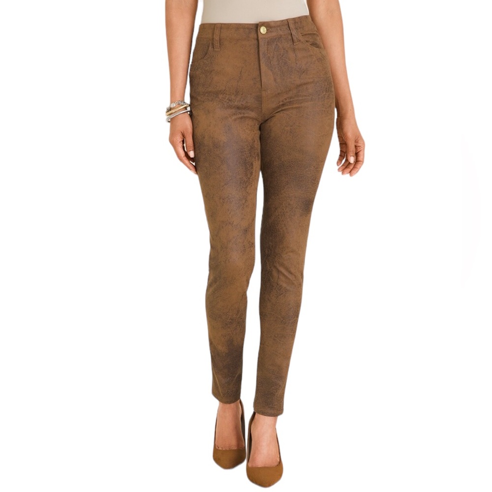 Chico’s Faux-Suede Worn Leather Slim Pants (DM)